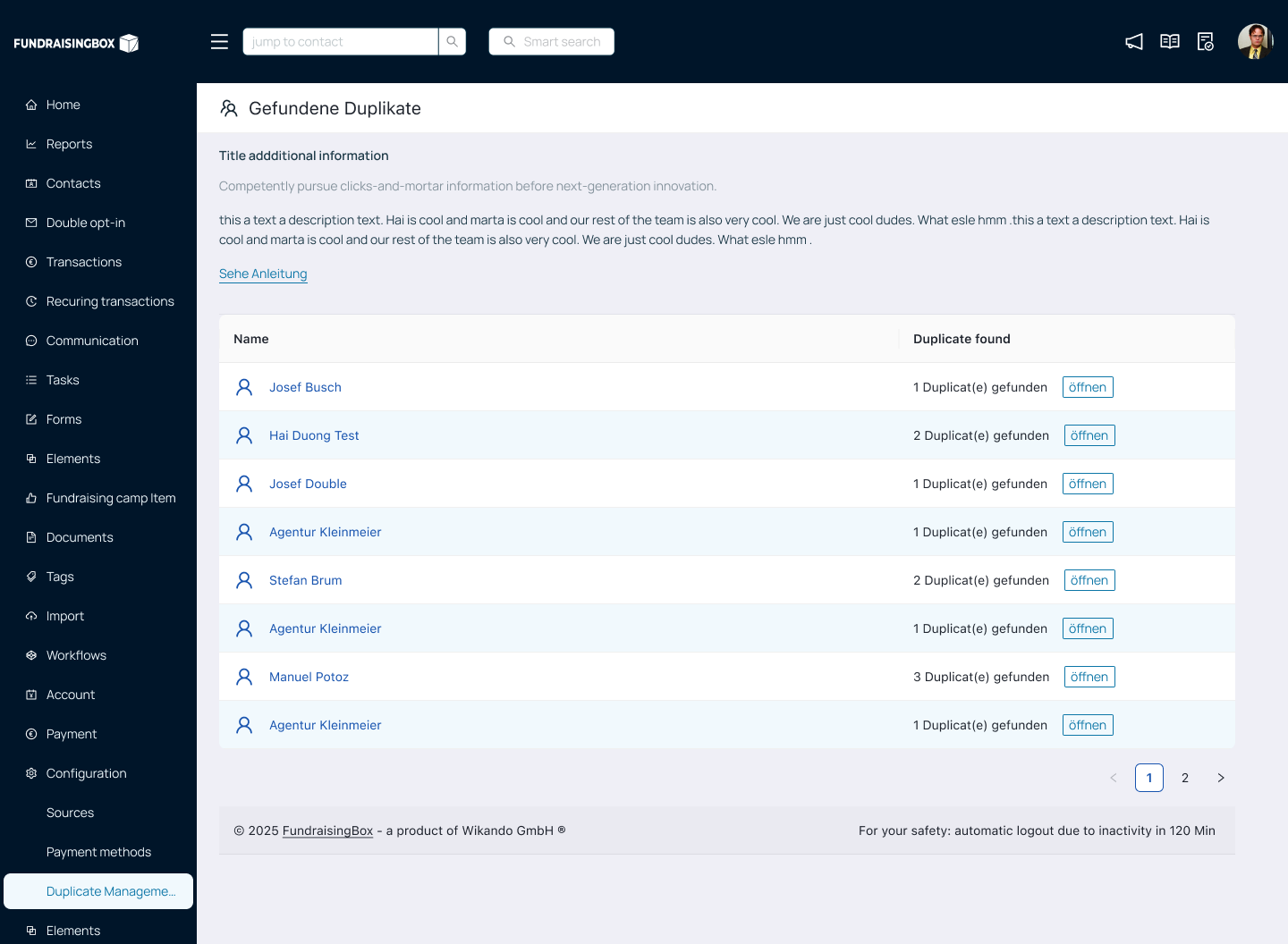 Duplicate management (1)