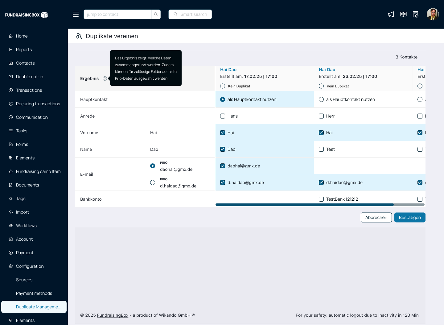 Duplicate management